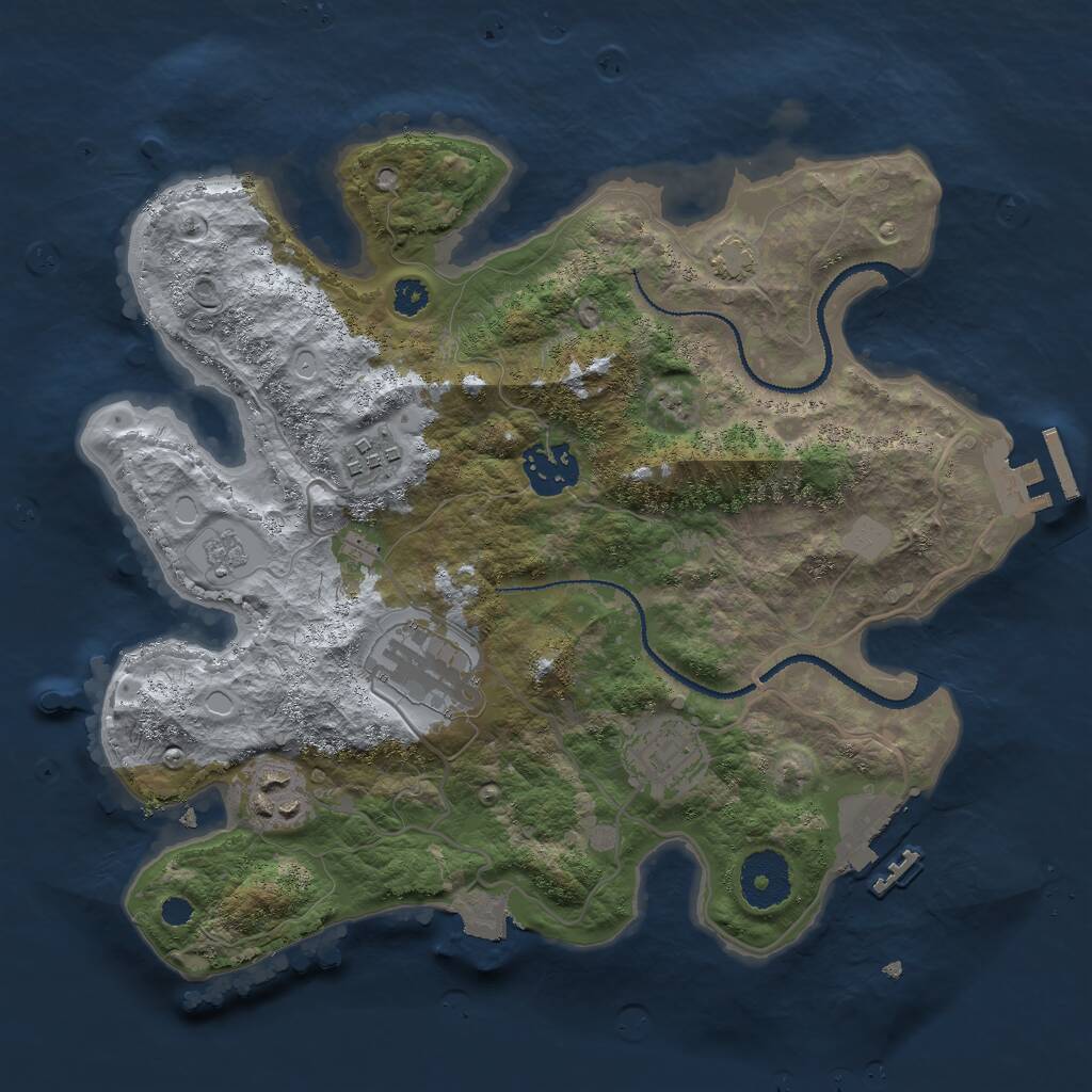 Rust Map: Procedural Map, Size: 3000, Seed: 2126034645, 10 Monuments