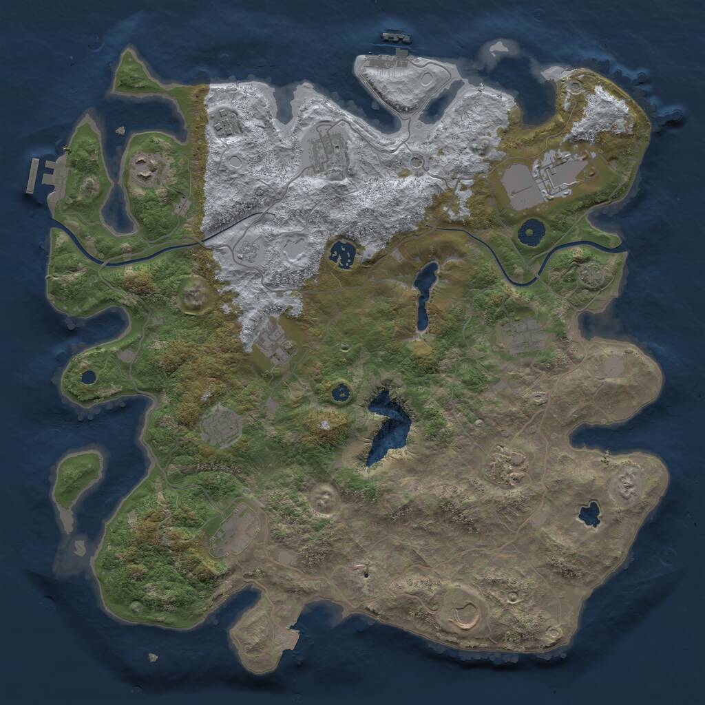 Rust Map: Procedural Map, Size: 4000, Seed: 1828623993, 17 Monuments