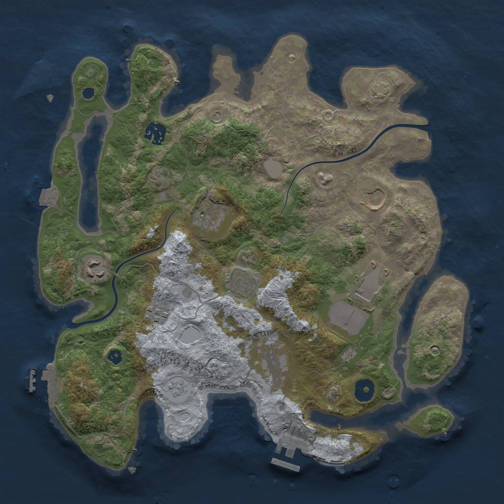 Rust Map: Procedural Map, Size: 3500, Seed: 116454793, 14 Monuments