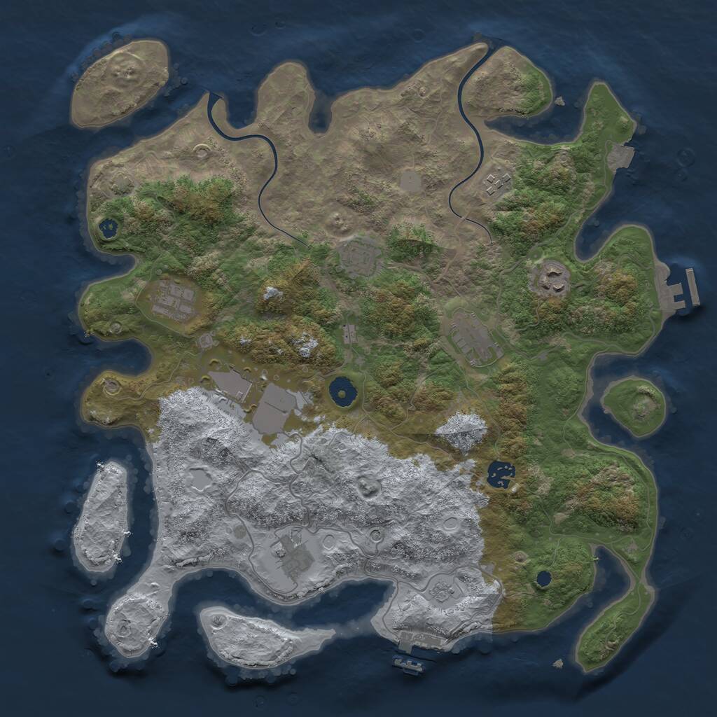 Rust Map: Procedural Map, Size: 3850, Seed: 335621, 14 Monuments