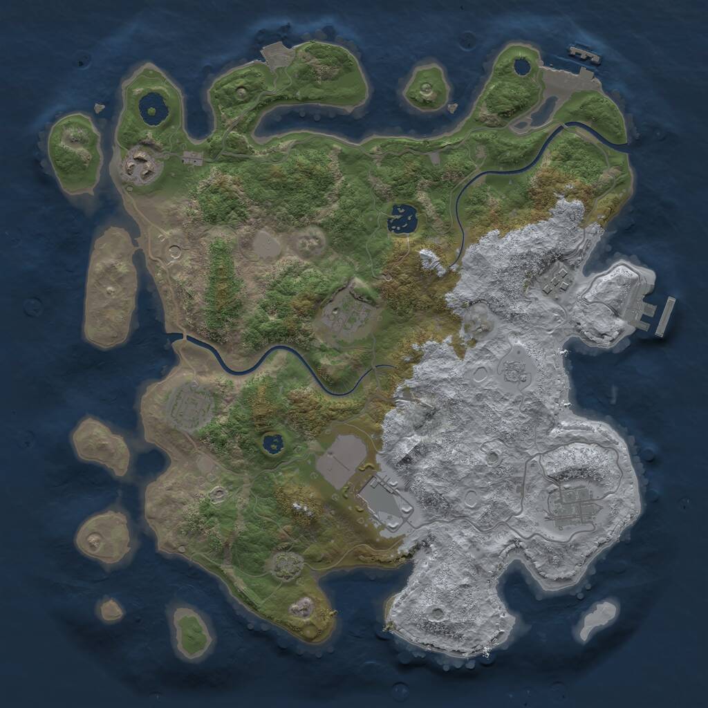 Rust Map: Procedural Map, Size: 3500, Seed: 53646, 13 Monuments