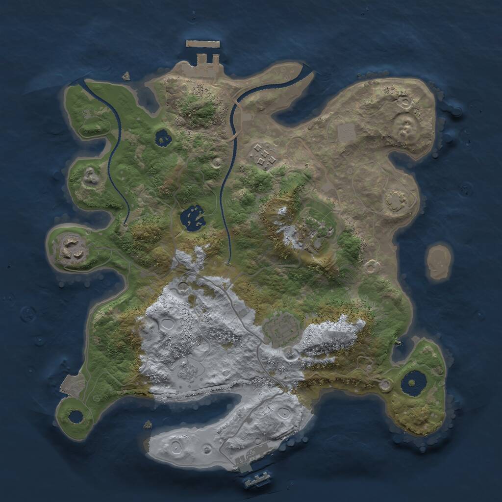 Rust Map: Procedural Map, Size: 3000, Seed: 4097346, 11 Monuments