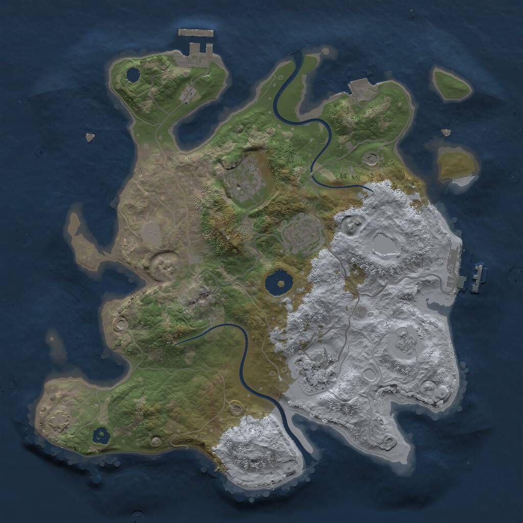 Rust Map: Procedural Map, Size: 3000, Seed: 1387994017, 9 Monuments