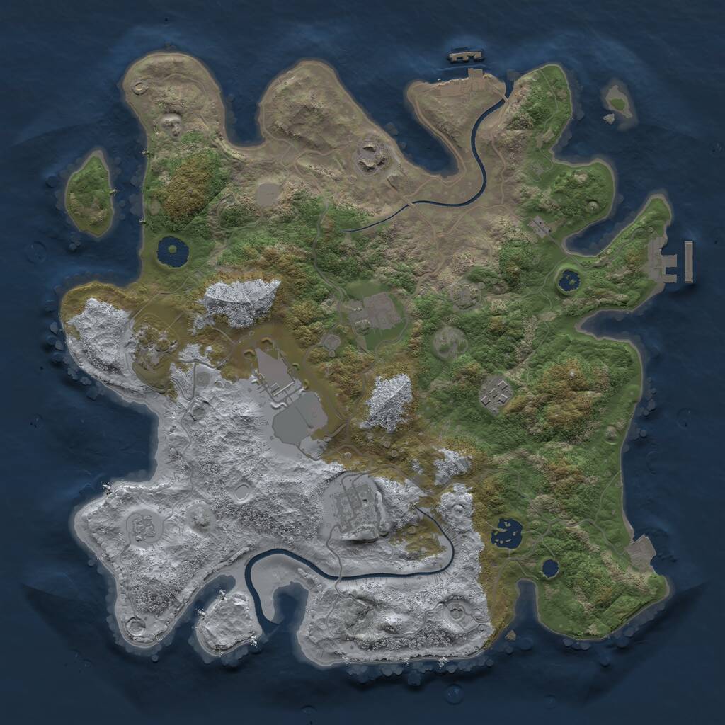 Rust Map: Procedural Map, Size: 3500, Seed: 917781261, 13 Monuments