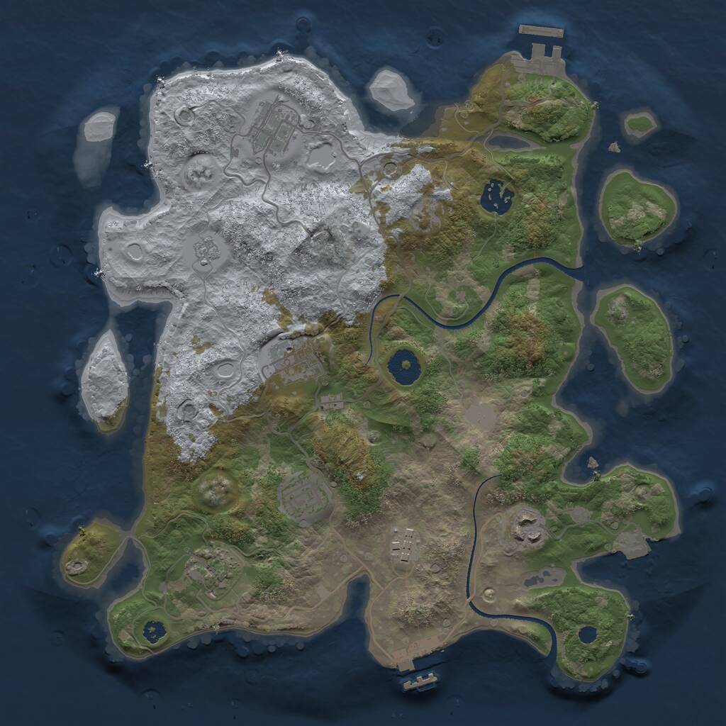 Rust Map: Procedural Map, Size: 3300, Seed: 1094063982, 12 Monuments