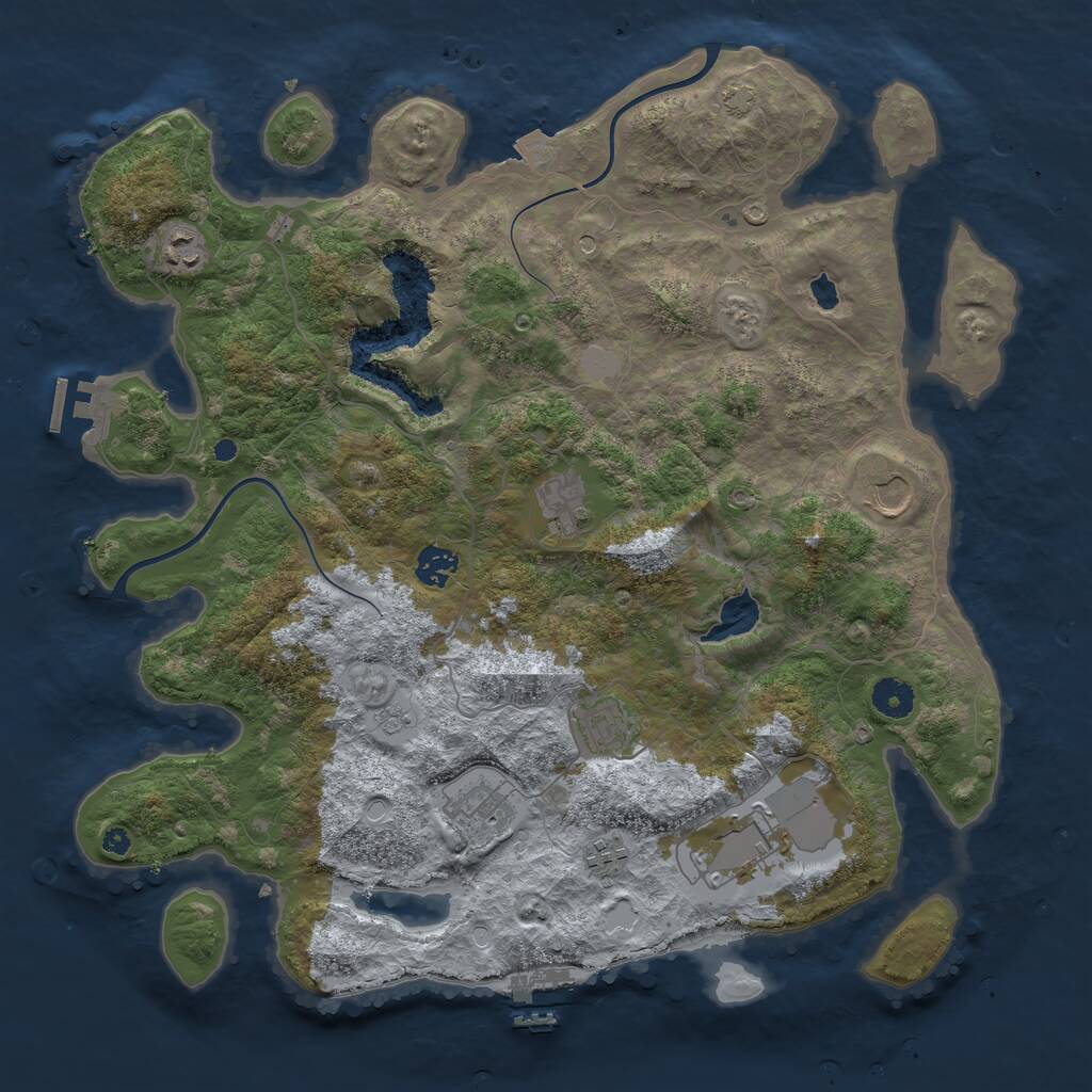 Rust Map: Procedural Map, Size: 4000, Seed: 123732, 14 Monuments