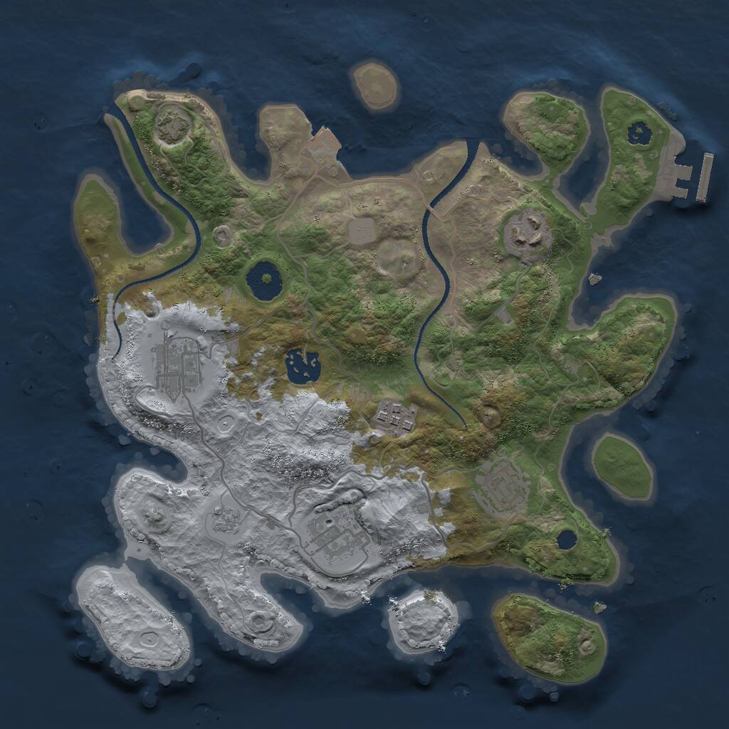 Rust Map: Procedural Map, Size: 3000, Seed: 15674568, 10 Monuments