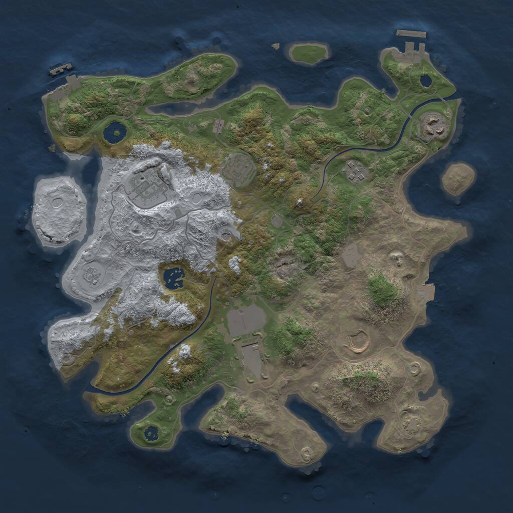 Rust Map: Procedural Map, Size: 3500, Seed: 99111724, 13 Monuments