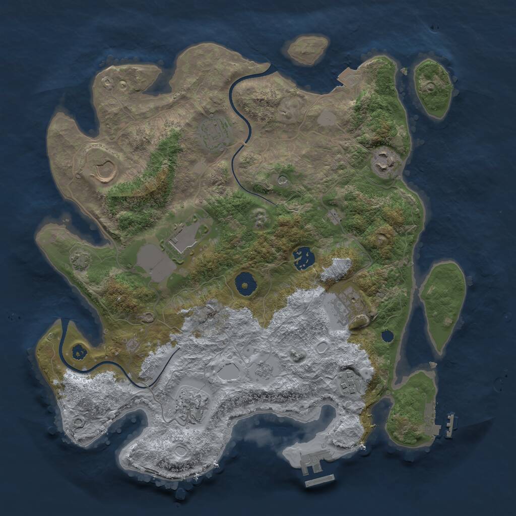 Rust Map: Procedural Map, Size: 3500, Seed: 1936594461, 14 Monuments