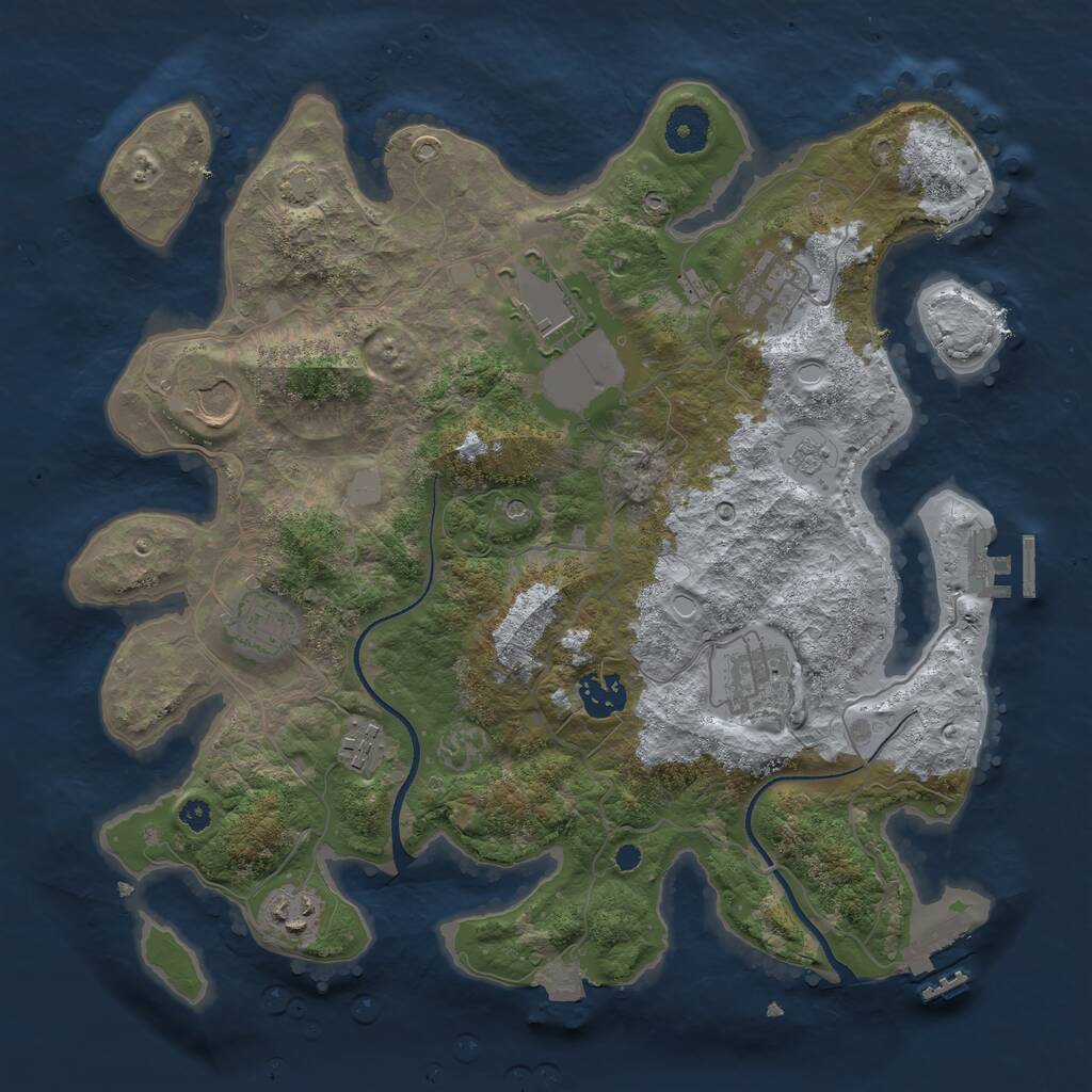 Rust Map: Procedural Map, Size: 3500, Seed: 643704813, 14 Monuments