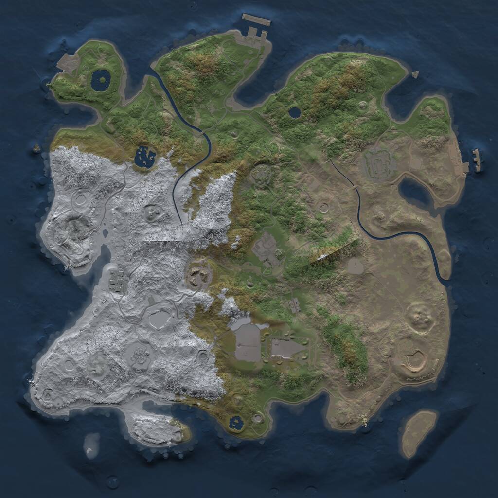 Rust Map: Procedural Map, Size: 3500, Seed: 331468, 13 Monuments