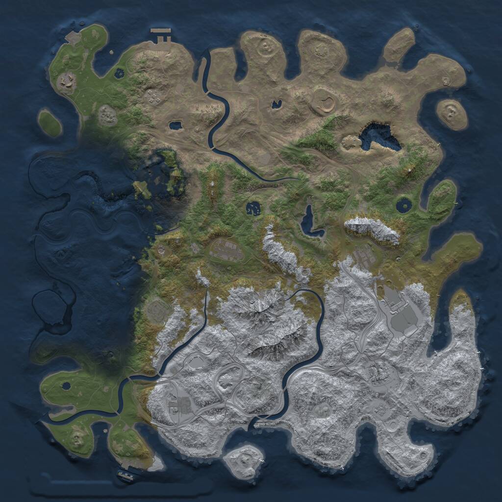 Rust Map: Procedural Map, Size: 5000, Seed: 72227, 17 Monuments