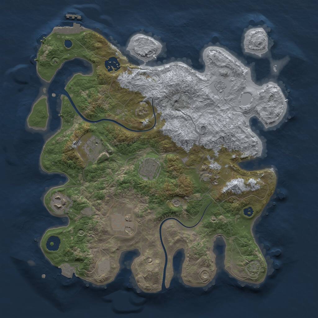 Rust Map: Procedural Map, Size: 3250, Seed: 412878471, 11 Monuments