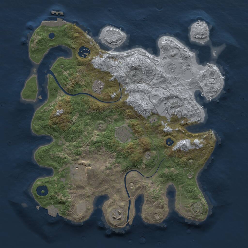 Rust Map: Procedural Map, Size: 3250, Seed: 412878471, 11 Monuments