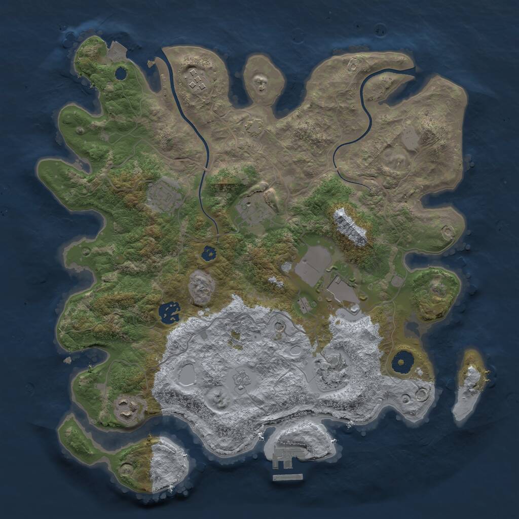 Rust Map: Procedural Map, Size: 3500, Seed: 72457, 12 Monuments