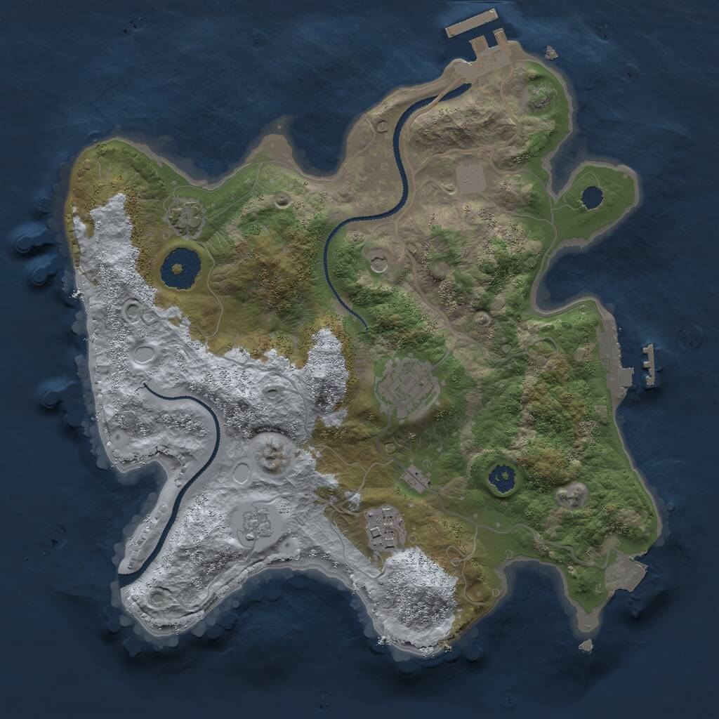 Rust Map: Procedural Map, Size: 2700, Seed: 1234164326, 8 Monuments