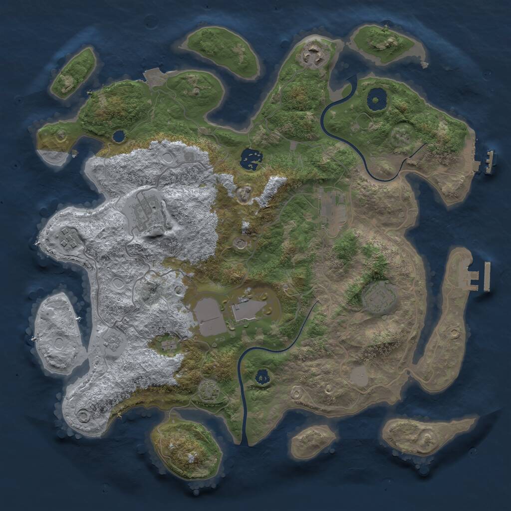 Rust Map: Procedural Map, Size: 3500, Seed: 23385408, 13 Monuments