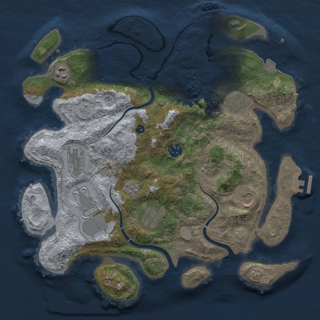 Rust Map: Procedural Map, Size: 3500, Seed: 23385408, 14 Monuments