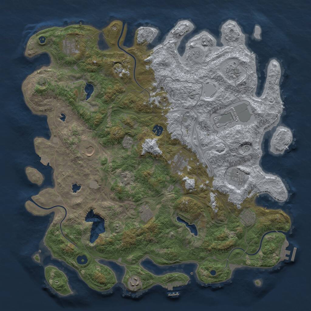 Rust Map: Procedural Map, Size: 4500, Seed: 682845498, 17 Monuments
