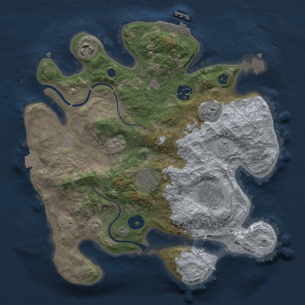 Rust Map: Procedural Map, Size: 3000, Seed: 738660941, 9 Monuments