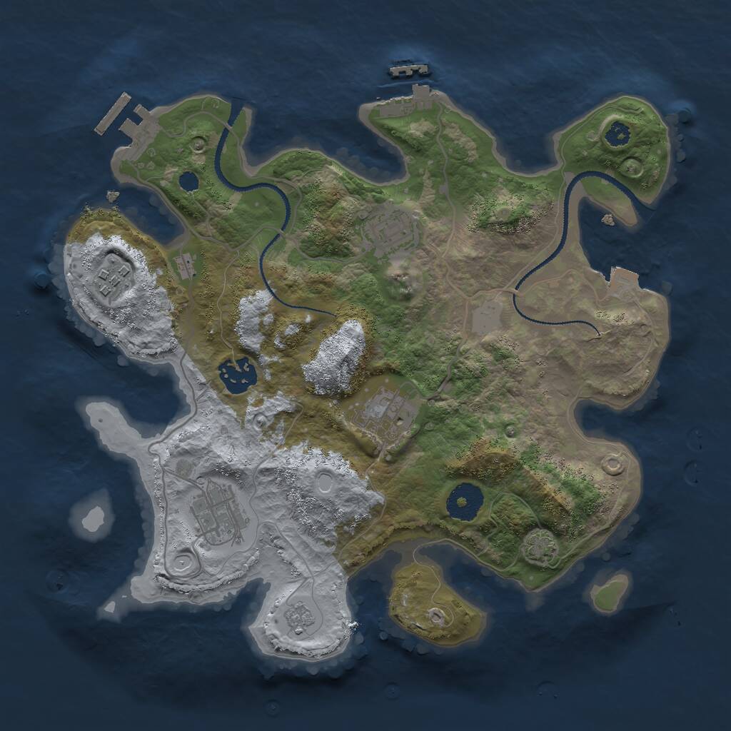 Rust Map: Procedural Map, Size: 3000, Seed: 456156844, 10 Monuments