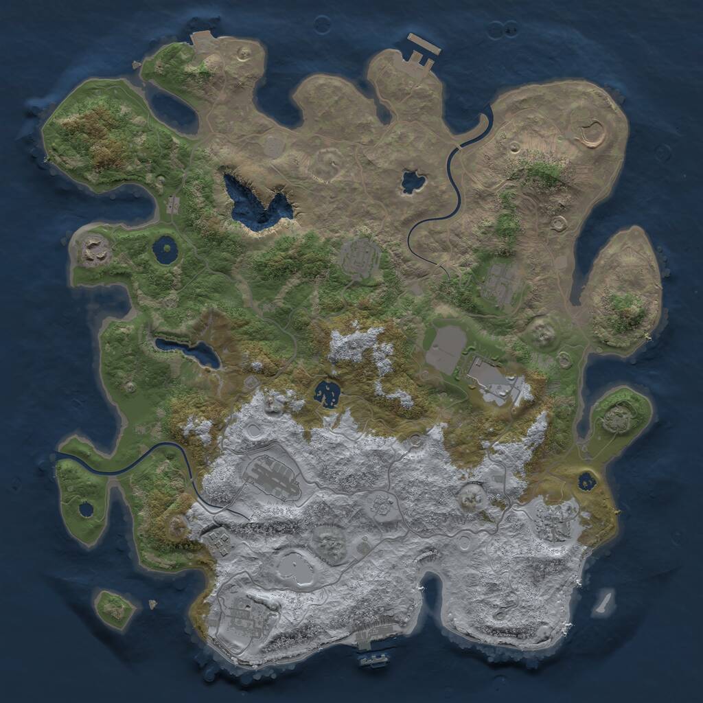 Rust Map: Procedural Map, Size: 4000, Seed: 1066838828, 16 Monuments