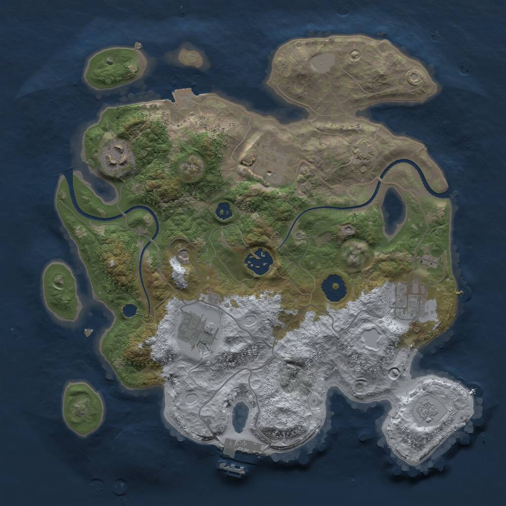 Rust Map: Procedural Map, Size: 3000, Seed: 15523, 10 Monuments