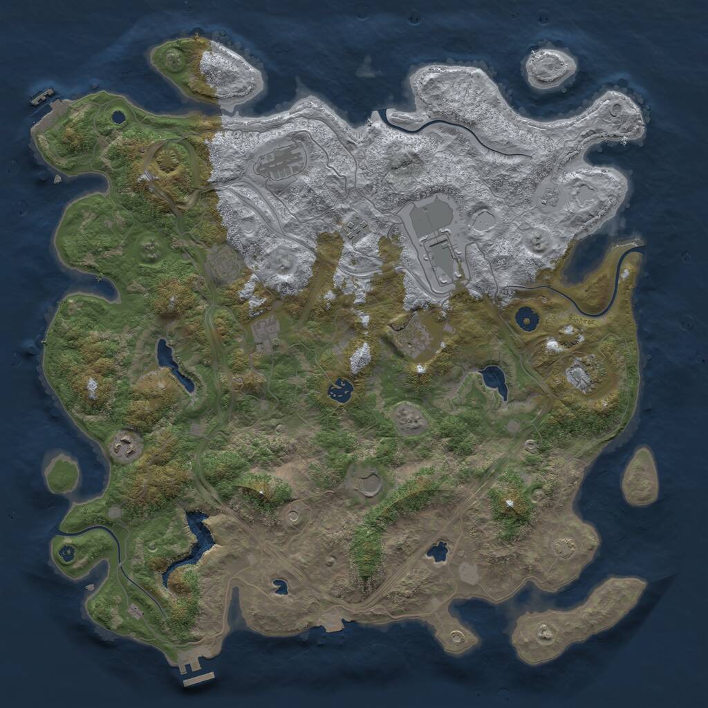 Rust Map: Procedural Map, Size: 4500, Seed: 607269209, 16 Monuments