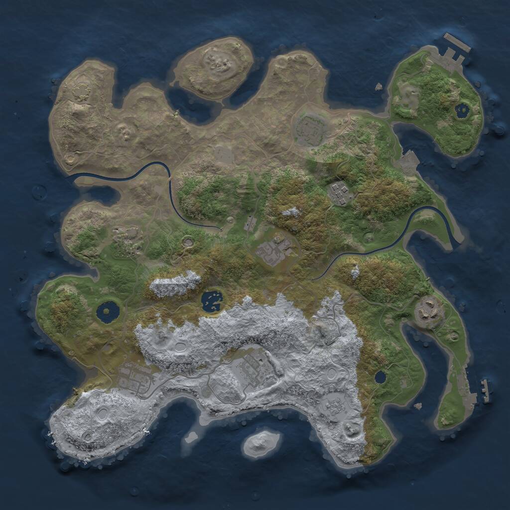 Rust Map: Procedural Map, Size: 3498, Seed: 934460533, 13 Monuments