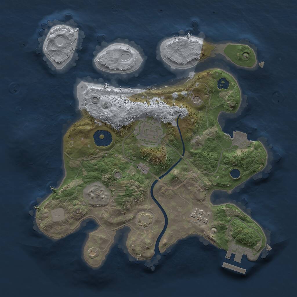 Rust Map: Procedural Map, Size: 2500, Seed: 50059, 6 Monuments