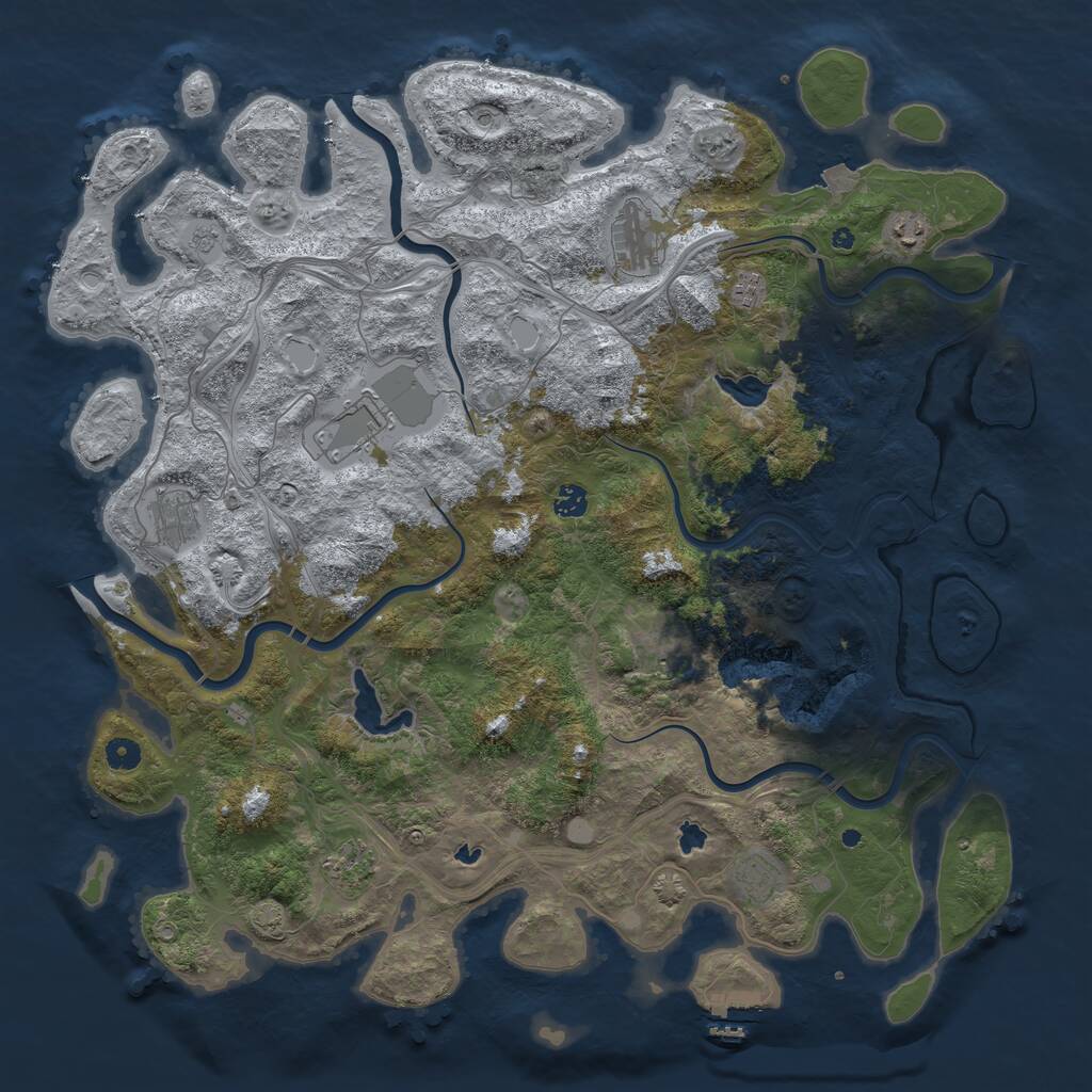 Rust Map: Procedural Map, Size: 4800, Seed: 1228657674, 14 Monuments