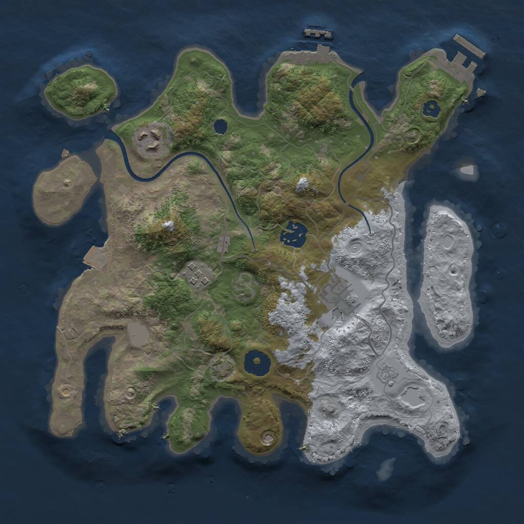 Rust Map: Procedural Map, Size: 3000, Seed: 9397, 9 Monuments