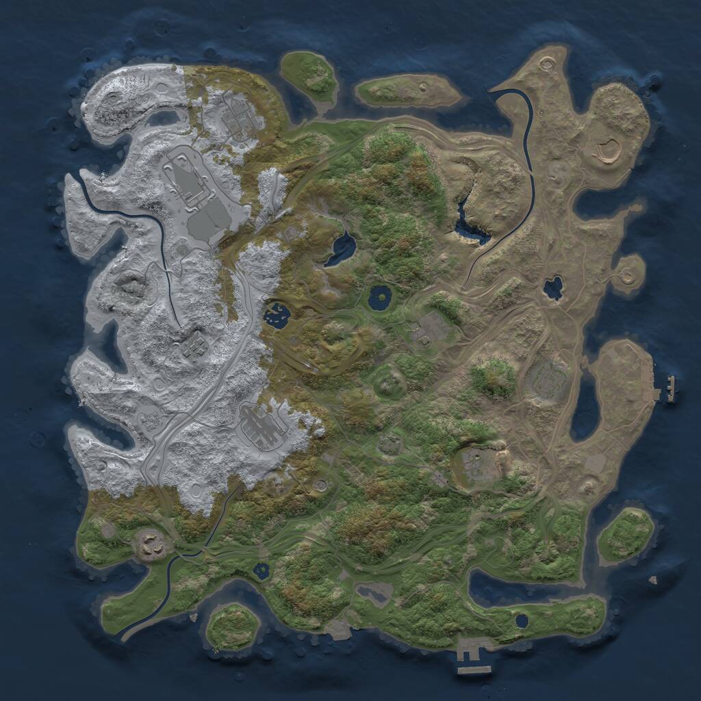 Rust Map: Procedural Map, Size: 4250, Seed: 1906506610, 16 Monuments