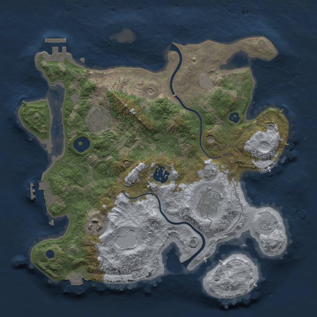 Rust Map: Procedural Map, Size: 3000, Seed: 1429860485, 9 Monuments