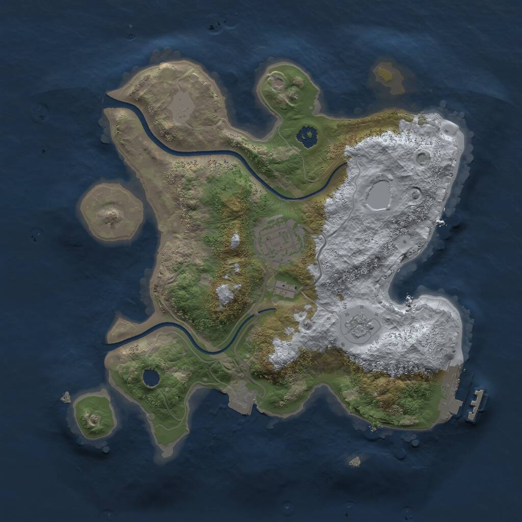 Rust Map: Procedural Map, Size: 2500, Seed: 32000, 4 Monuments