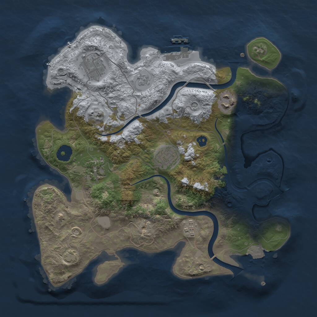 Rust Map: Procedural Map, Size: 3000, Seed: 19279, 10 Monuments