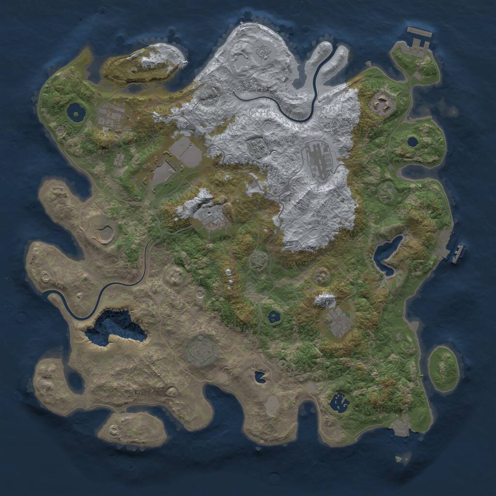 Rust Map: Procedural Map, Size: 4000, Seed: 1493695765, 16 Monuments