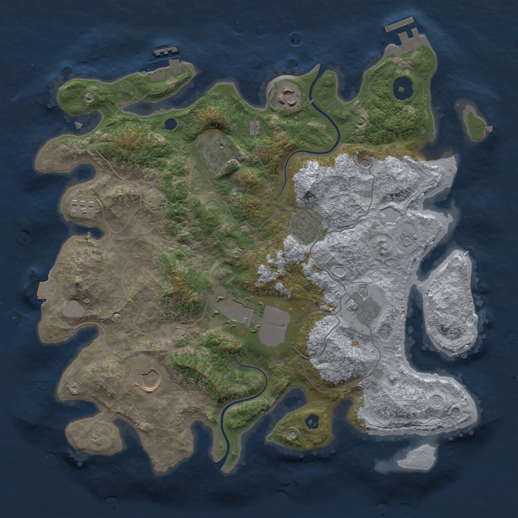 Rust Map: Procedural Map, Size: 3500, Seed: 613860041, 13 Monuments