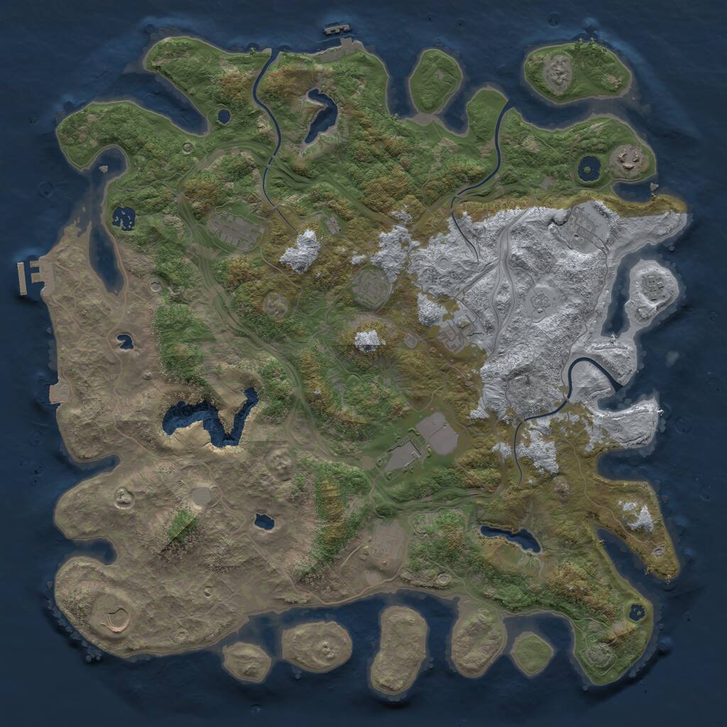 Rust Map: Procedural Map, Size: 4500, Seed: 185781394, 16 Monuments