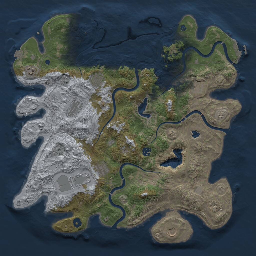 Rust Map: Procedural Map, Size: 4250, Seed: 500977851, 16 Monuments