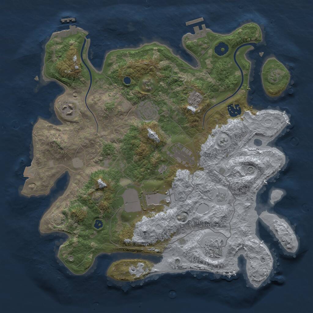 Rust Map: Procedural Map, Size: 3500, Seed: 823319186, 13 Monuments