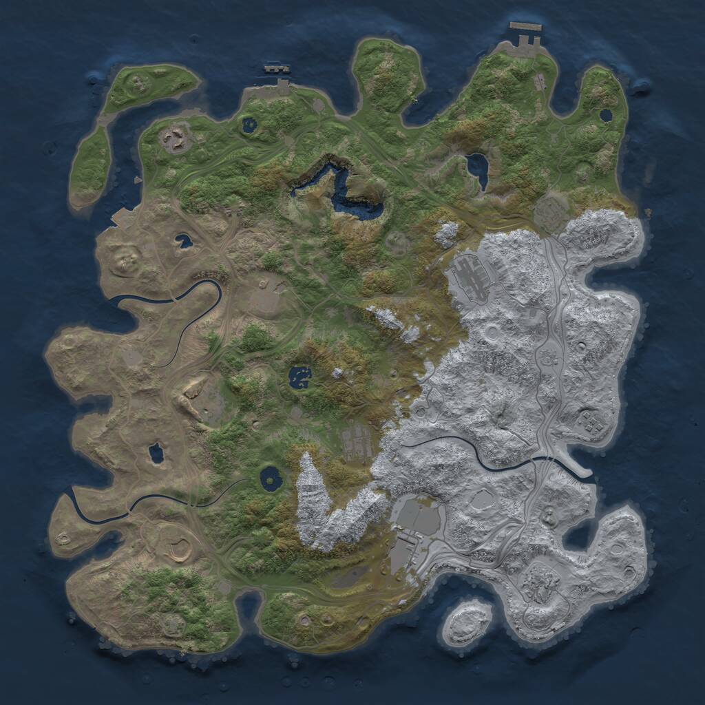 Rust Map: Procedural Map, Size: 4500, Seed: 2011403689, 17 Monuments