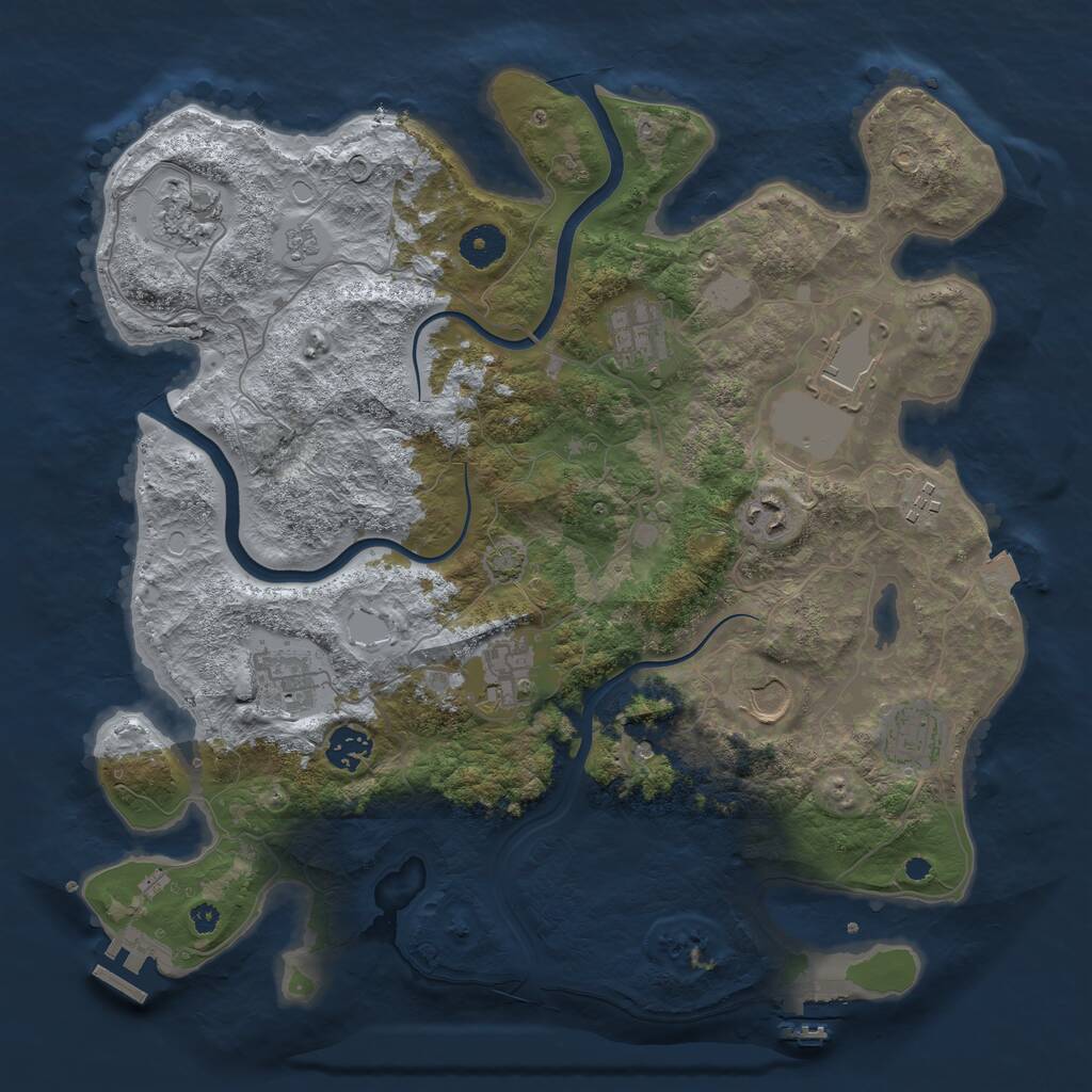 Rust Map: Procedural Map, Size: 3750, Seed: 2091527757, 16 Monuments