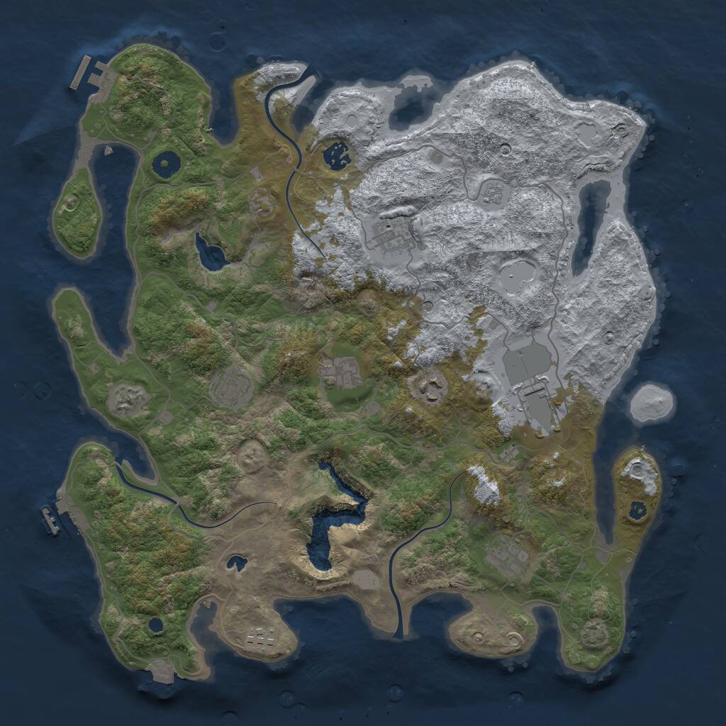 Rust Map: Procedural Map, Size: 4050, Seed: 2106919631, 14 Monuments