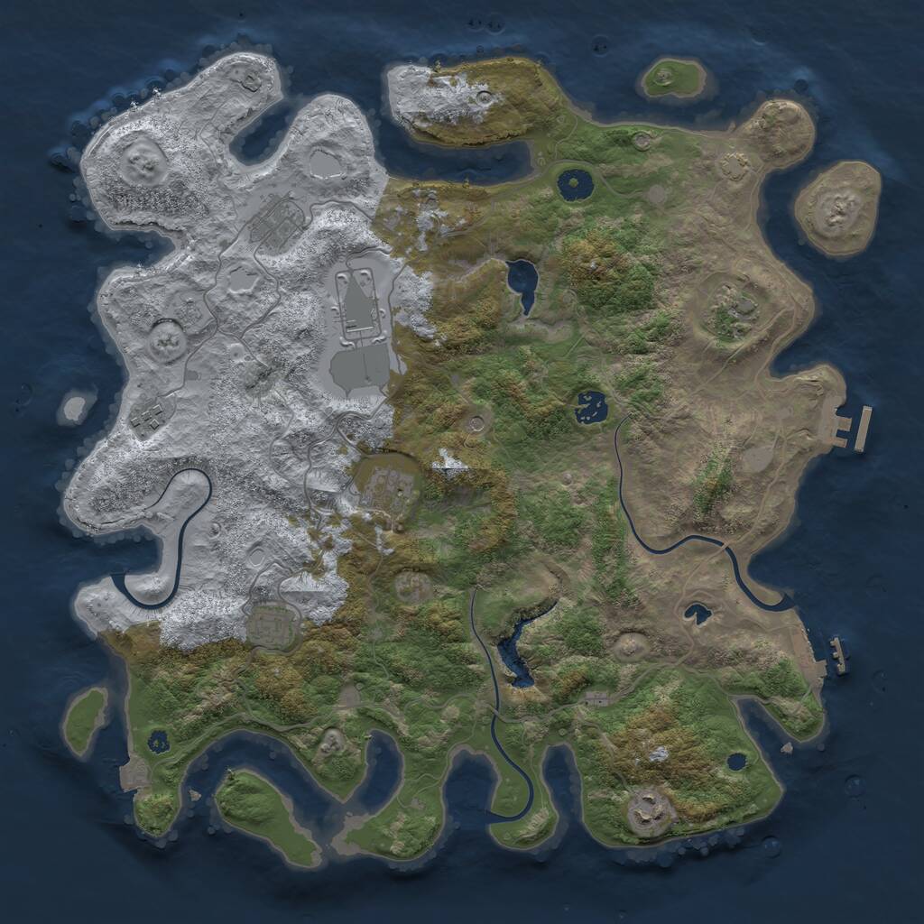 Rust Map: Procedural Map, Size: 4100, Seed: 923456743, 14 Monuments