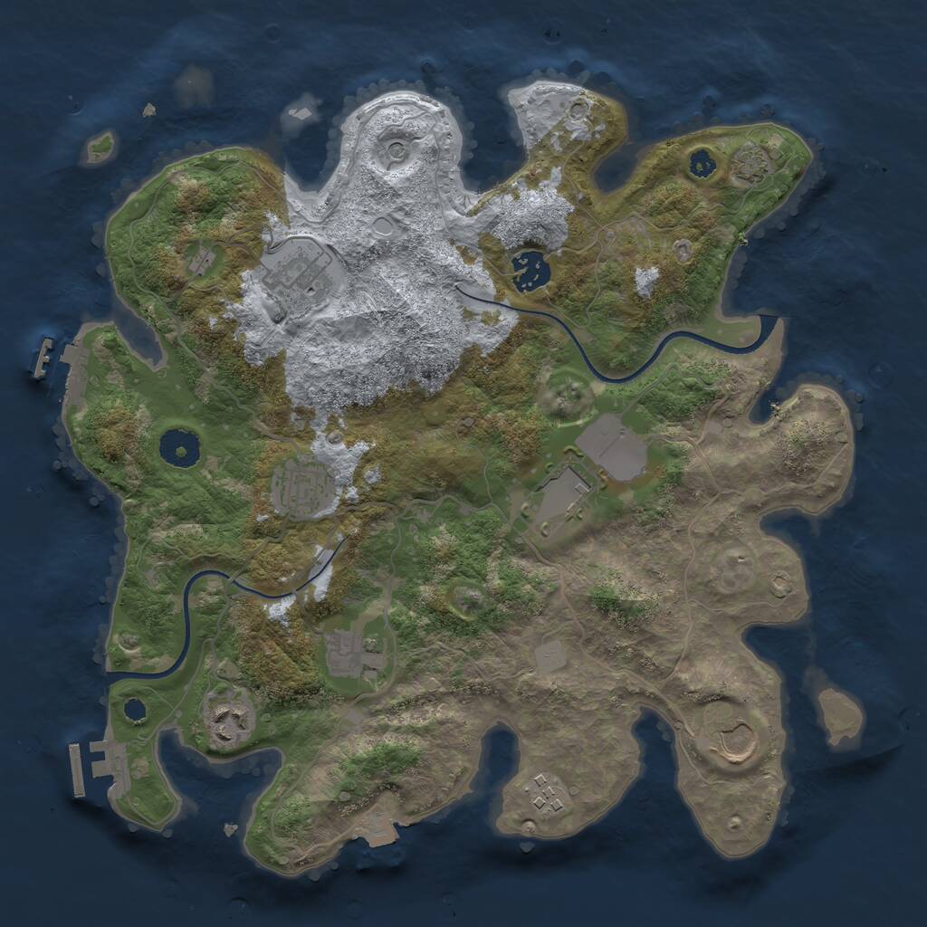 Rust Map: Procedural Map, Size: 3500, Seed: 37069, 13 Monuments