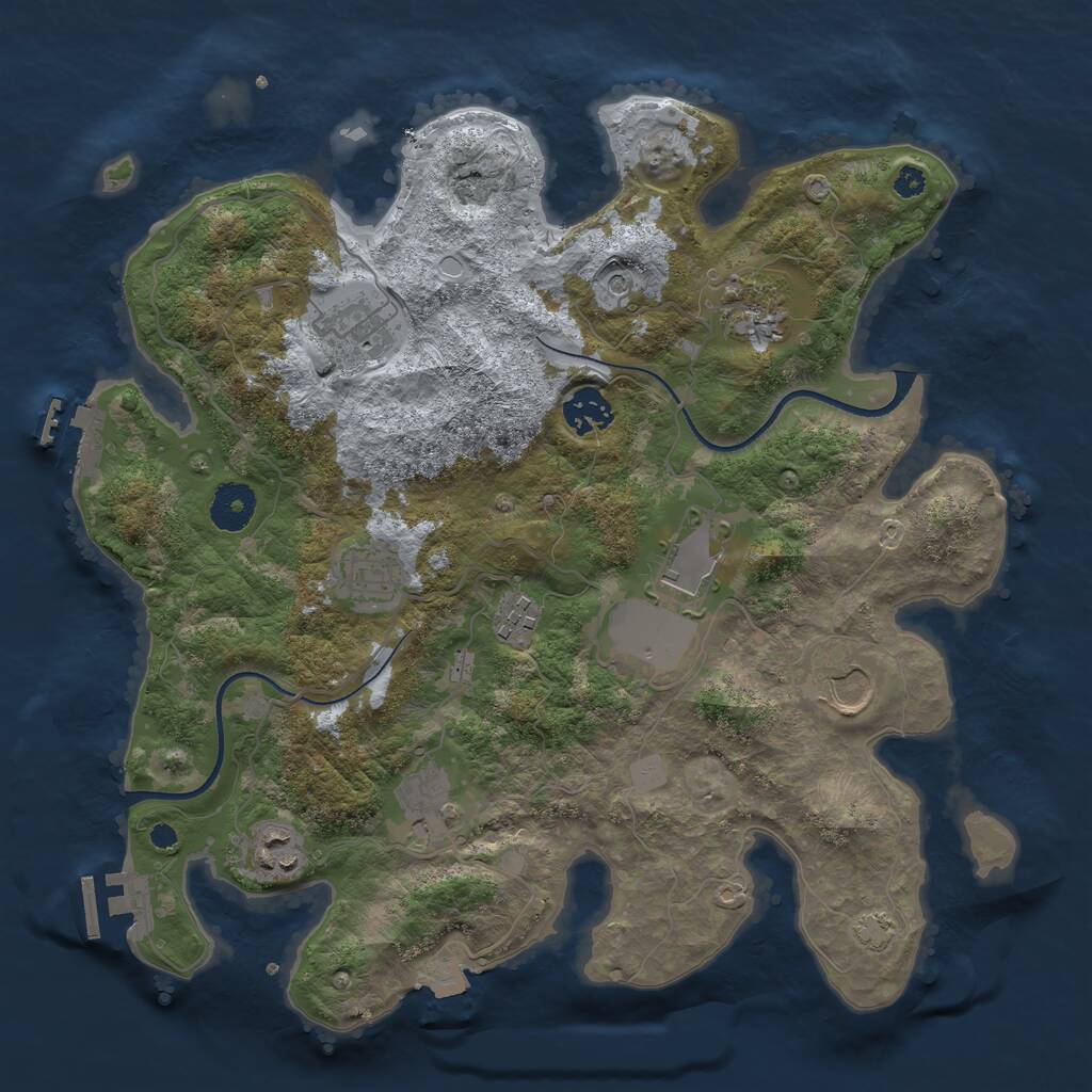 Rust Map: Procedural Map, Size: 3500, Seed: 37069, 14 Monuments