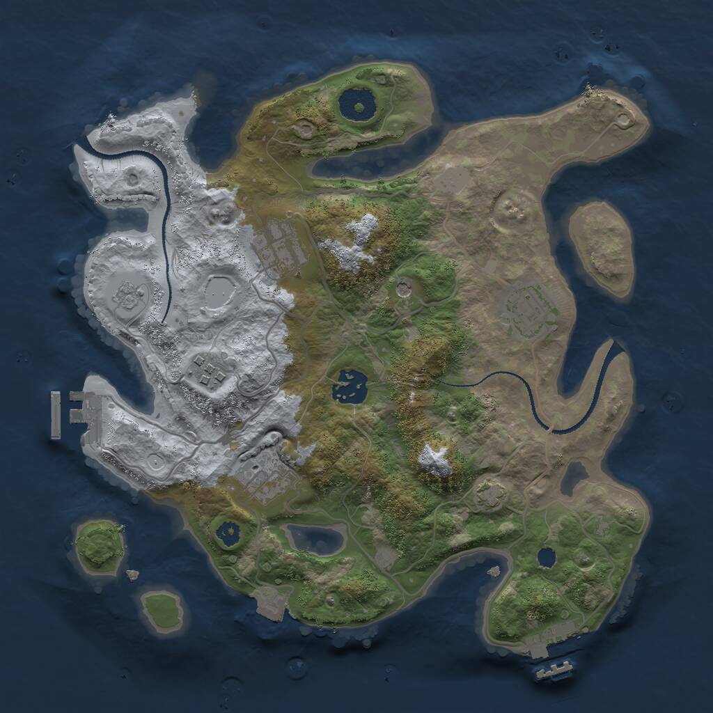 Rust Map: Procedural Map, Size: 3000, Seed: 65169, 11 Monuments