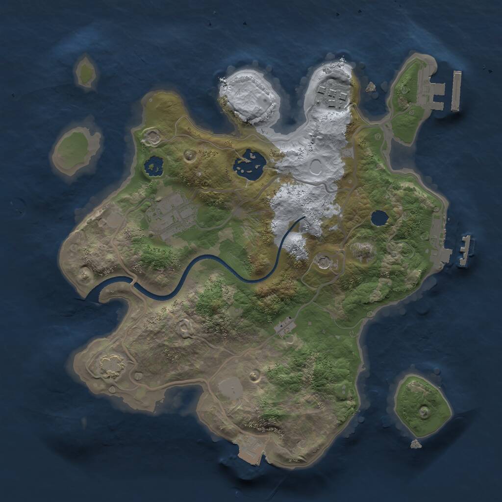 Rust Map: Procedural Map, Size: 2500, Seed: 1017027426, 8 Monuments