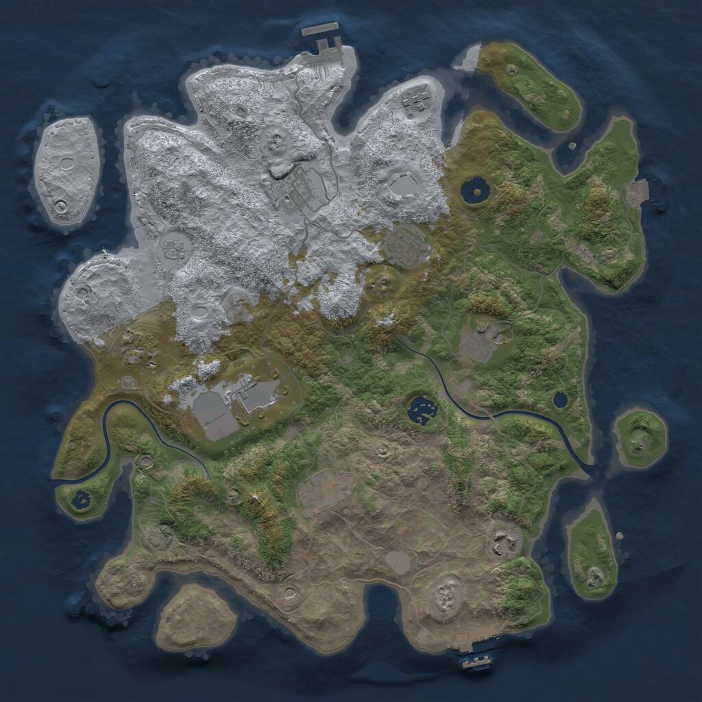 Rust Map: Procedural Map, Size: 3800, Seed: 936403414, 15 Monuments